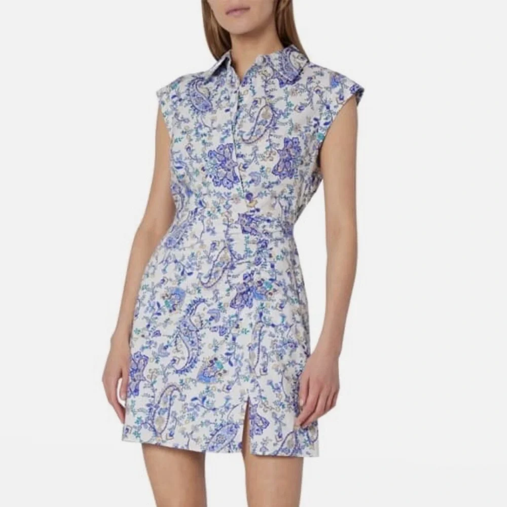 Milly Maxwell Sketched Paisley Dress in Blue and White Size 4